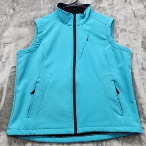 Iceburg Outerwear Vest Womens XL Blue Full Zip Sleeveless Fleece Lined Skiing